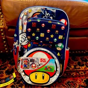 new Nintendo Kids Super
Mario Bros. 17" Backpack with Lunch Bag Set, 5-Piece